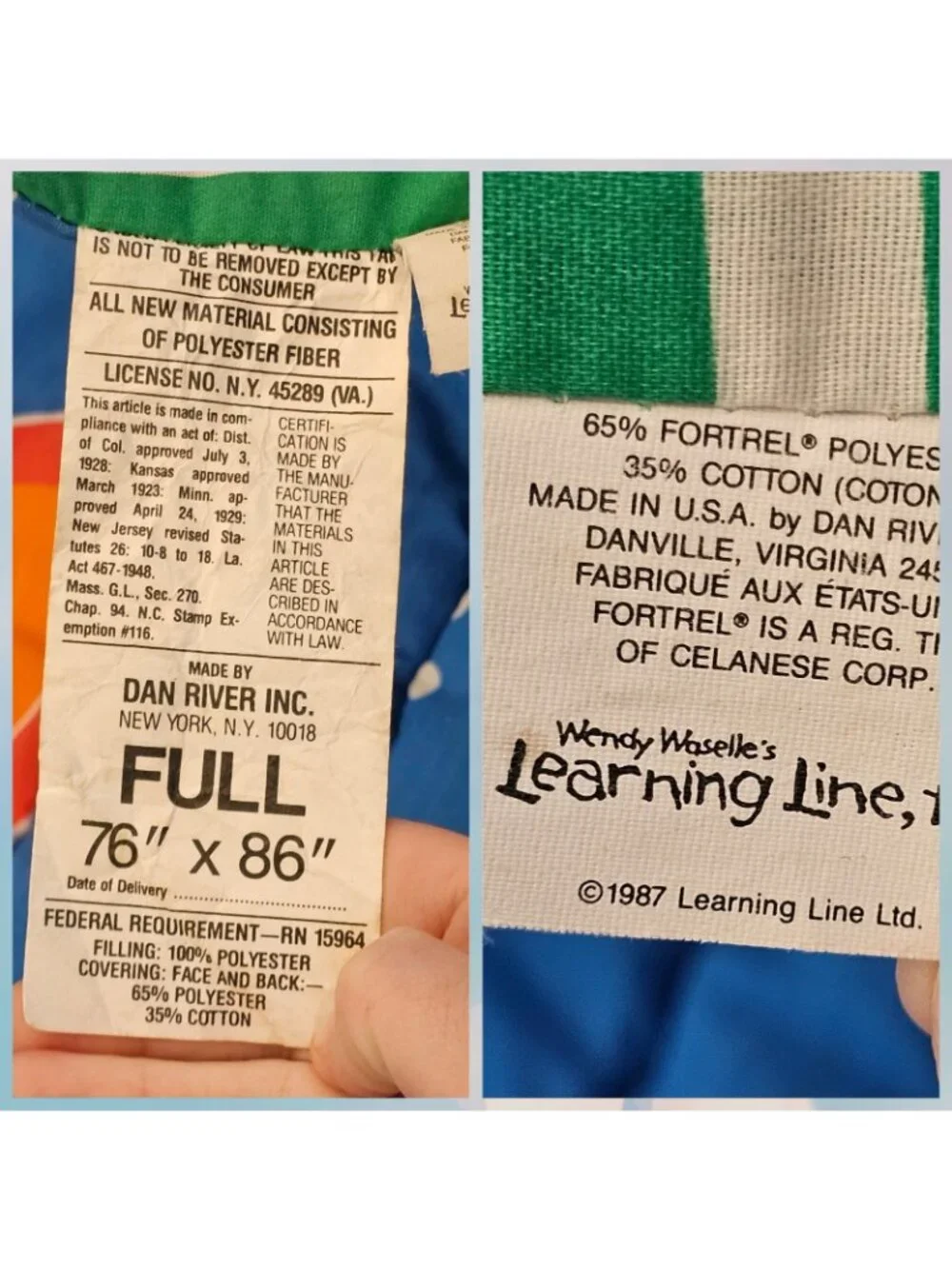 VTG Dan River Wendy Waselle's Learning Line Space Race Comforter Full Reversible